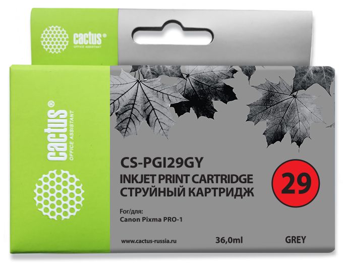Картридж струйный Cactus CS-PGI29GY серый (36мл) для Canon Pixma Pro-1