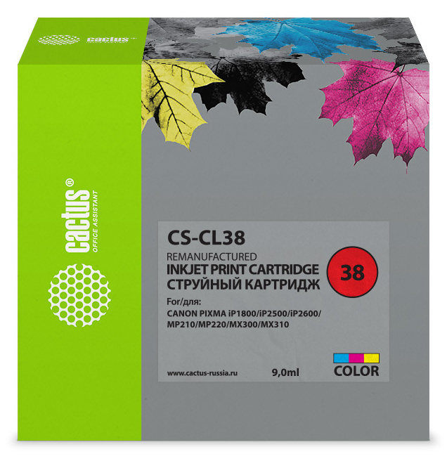 Картридж струйный Cactus CS-CL38 цветной для Canon Pixma iP1800/iP2500/iP2600, MP210/220