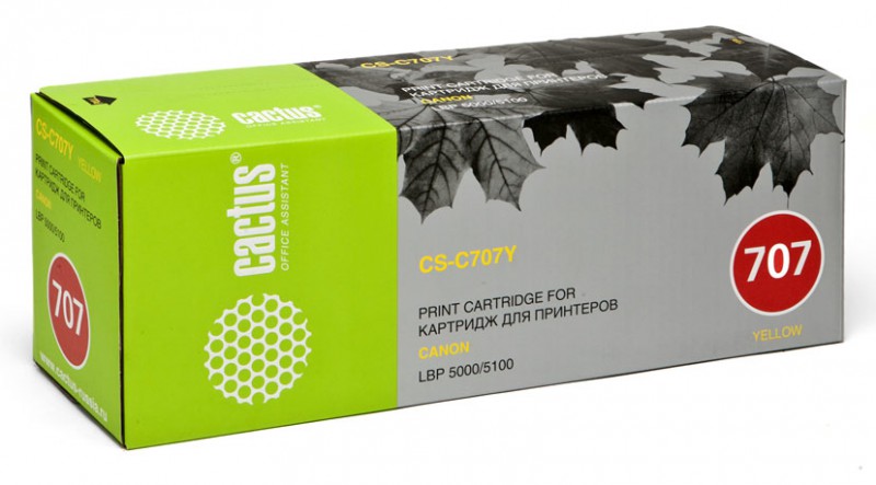 Картридж лазерный Cactus CS-C707Y желтый (2000стр.) для Canon LBP i-Sensys 5000/5100