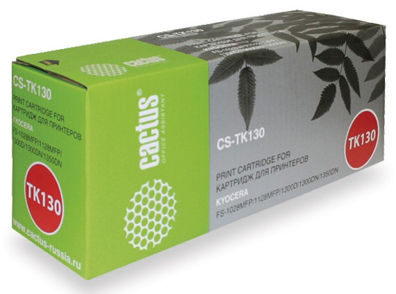 Картридж лазерный Cactus CS-TK130 черный (7200стр.) для Kyocera Mita FS-1028MFP/1128MFP/1300D/1300DN/1350DN
