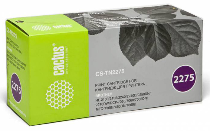 Картридж лазерный Cactus CS-TN2275S черный (2600стр.) для Brother HL 2240/2240R/2250/2250DN/2250DNR